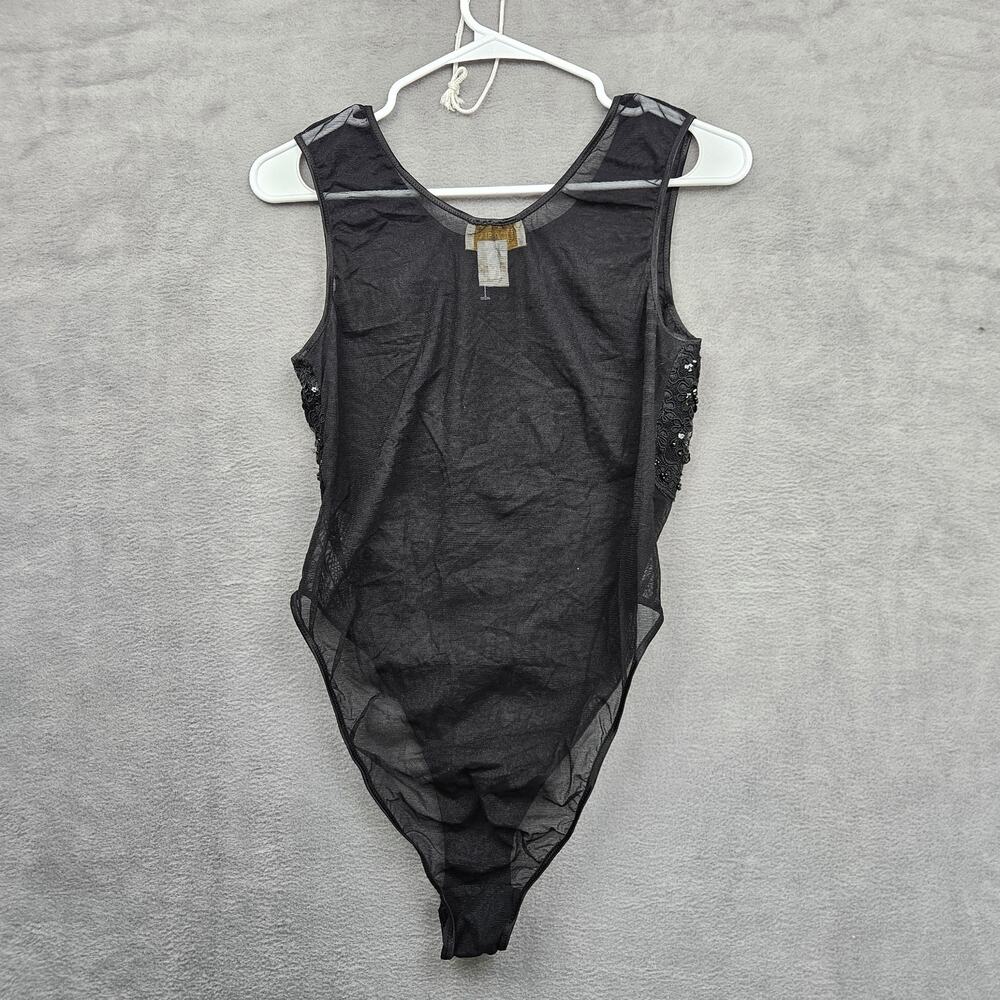Vintage Victorias Secret Gold label Sheer Black Lace Sequin Whimysgoth Bodysuit - Picture 2 of 7